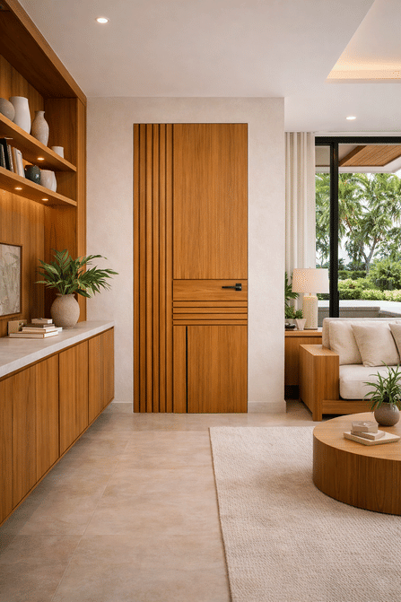 ประตูไม้สัก PAREENA DECOR รุ่น TEAK VERTICA 00372 ขนาด 100X200 ซม._1